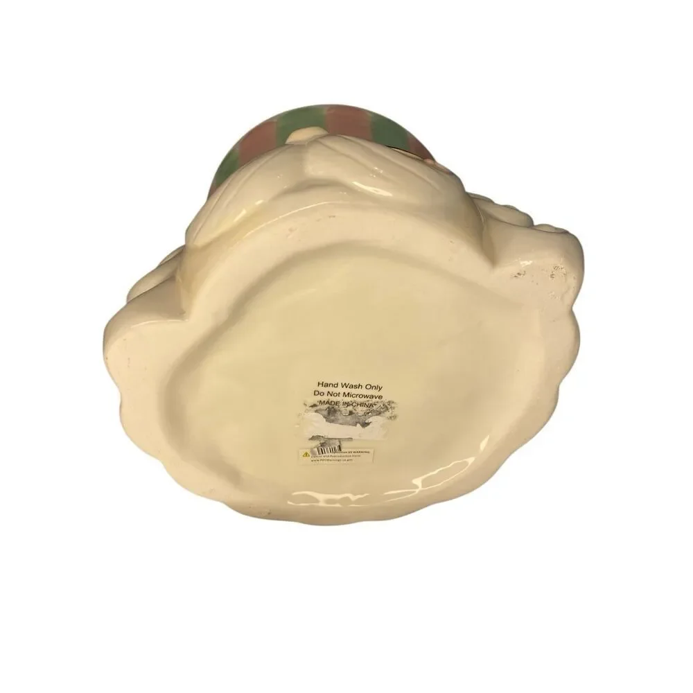 Vintage Christmas Nutcracker Head Cookie Jar Ceramic Canister Holiday Pastel